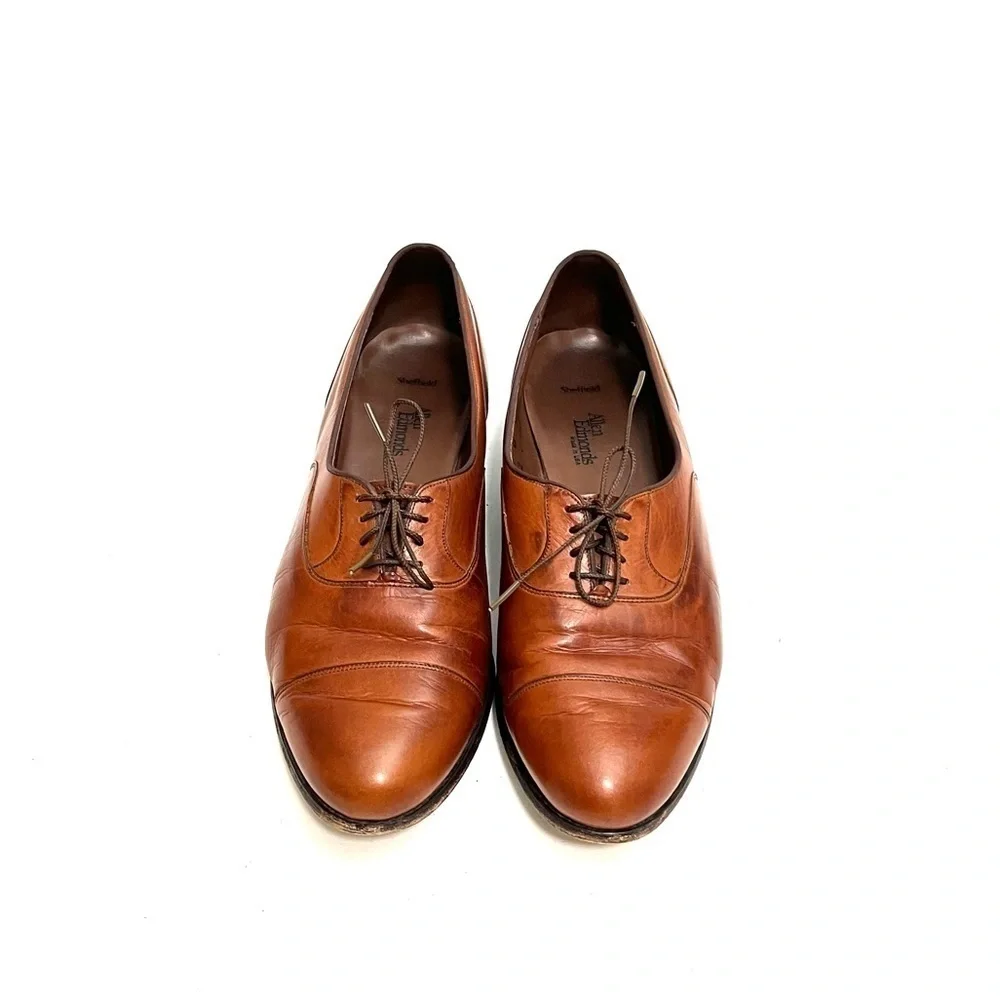 Vintage 1990s men’s cognac leather lace up Oxford shoes